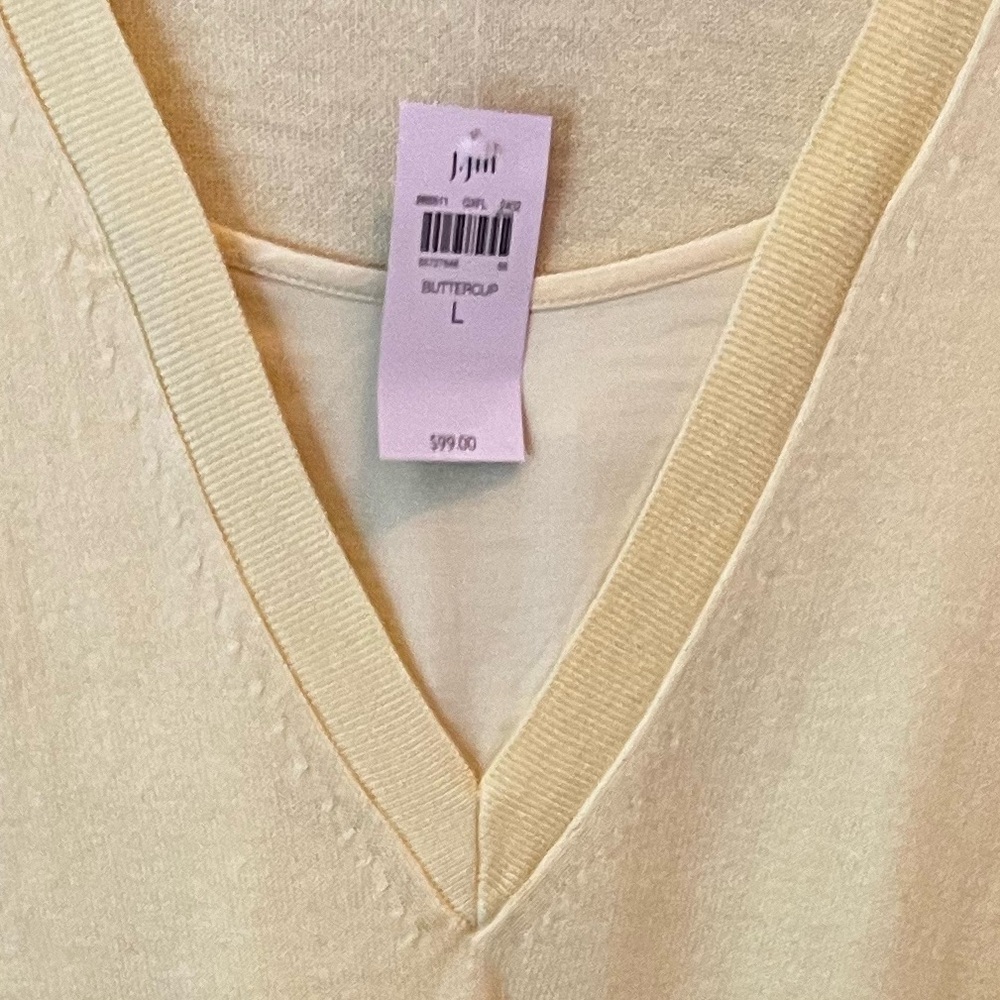 J. Jill Cream V-Neck Sweater
